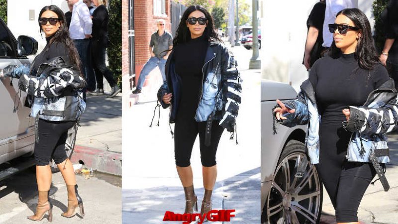 Kim Kardashian in biker jacket AngryGIF